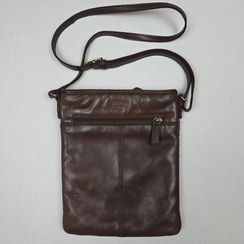 Margot New York Woven Crossbody Bag Women Small Brown Leather Adjustable Strap